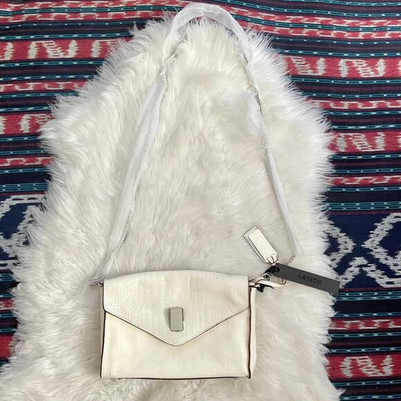 Gryson Handbags - NEW Gryson Leather Faux Embossed Croc Crossbody Bag Bella Belted Mod Cocco